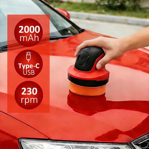 BLACKCUBE Cordless Car Polisher 230 RPM, USB Rechargeable Auto Buffer with 2000mAh Battery, Lightweight 5-Pad Detailing Kit for Scratch Removal, Waxing & Polishing – for Car, Boat & Home in Kuwait
