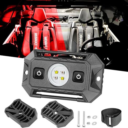 UTV LED قبة ضوء 12 فولت مع مفتاح، ترقية IP68 مقاوم للماء من الألومنيوم الداخلي العالمي لشاحنة قبة UTV ATV Polaris RZR Can-Am Kawasaki Yamaha SXS Truck Off Road - أبيض/أحمر in Kuwait