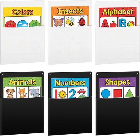 Fuutreo 6 Pcs Clear Plastic Oversized Wall Pockets 12.6" x 9.4" Inches Hanging Wall Mounted File Holder Mail Organizer for Classroom Bulletin Boards Home Office School in Saudi Arabia