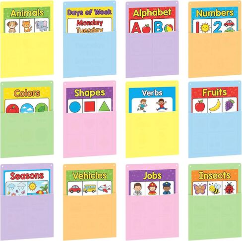 Fuutreo 6 Pcs Clear Plastic Oversized Wall Pockets 12.6" x 9.4" Inches Hanging Wall Mounted File Holder Mail Organizer for Classroom Bulletin Boards Home Office School in Saudi Arabia