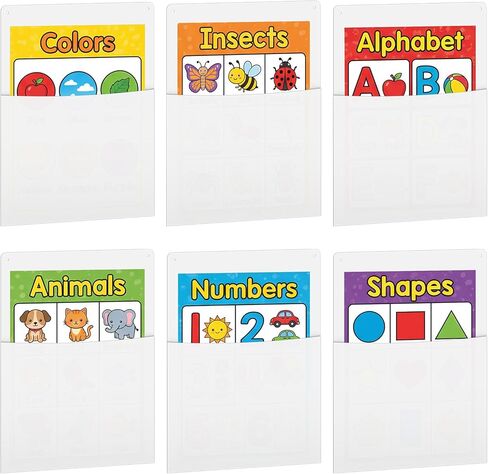 Fuutreo 6 Pcs Clear Plastic Oversized Wall Pockets 12.6" x 9.4" Inches Hanging Wall Mounted File Holder Mail Organizer for Classroom Bulletin Boards Home Office School in Saudi Arabia