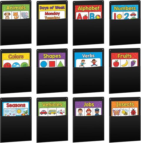 Fuutreo 6 Pcs Clear Plastic Oversized Wall Pockets 12.6" x 9.4" Inches Hanging Wall Mounted File Holder Mail Organizer for Classroom Bulletin Boards Home Office School in Saudi Arabia