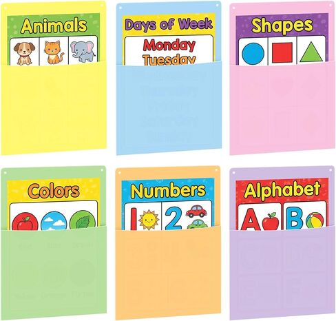 Fuutreo 6 Pcs Clear Plastic Oversized Wall Pockets 12.6" x 9.4" Inches Hanging Wall Mounted File Holder Mail Organizer for Classroom Bulletin Boards Home Office School in Saudi Arabia