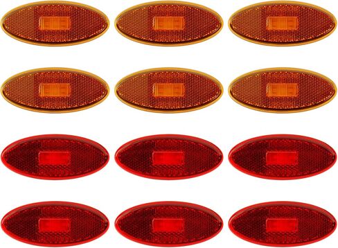 Dream lighting 12V Trailer Side Marker Light LED 4x1.7 inch Oval Red/Amber LED Clearance Marker Lights Surface Mount RV Camper Trucks - 6 Amber & 6 Red in Saudi Arabia