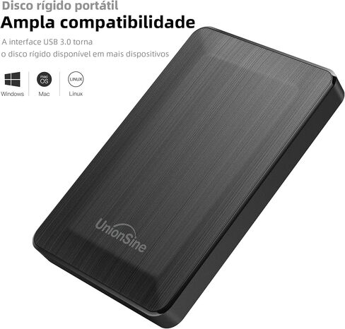UnionSine 2.5" Portable External Hard Drive 1TB, USB 3.0 Type-C HDD Storage Compatible for PS4, Xbox, PC, Mac, TV, Desktop, Laptop(Black) HD3513 in Kuwait