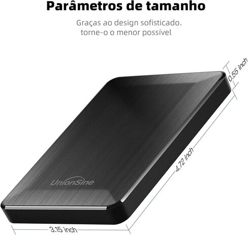UnionSine 2.5" Portable External Hard Drive 1TB, USB 3.0 Type-C HDD Storage Compatible for PS4, Xbox, PC, Mac, TV, Desktop, Laptop(Black) HD3513 in Kuwait