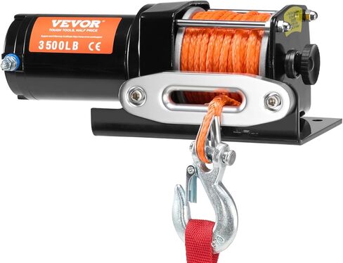 ونش كهربائي VEVOR، سعة سحب خط 3500 رطل، ونش ATV بقوة 12 فولت مع Φ3/16 بوصة × 39 قدم 12 حبلًا صناعيًا وجهاز تحكم عن بعد سلكي من الألومنيوم، IP55 مقاوم للماء لسحب قارب ATV in Kuwait