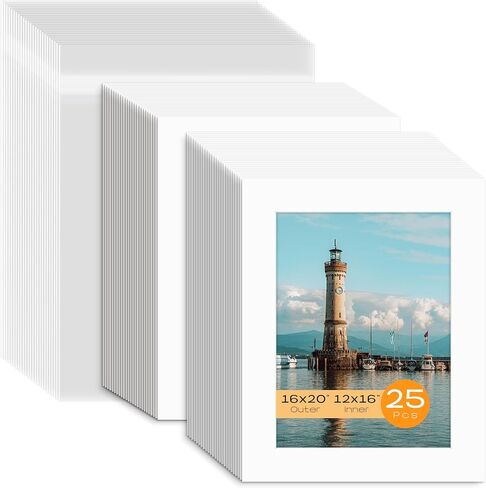 Mat Board Center, Pack of 5 Bevel Cut 8x10 White Mat for 4x6 Photo with White Core Matte Set, Includes 5 Acid Free Mats, 5 Backing Board and 5 Clear Bags in Saudi Arabia