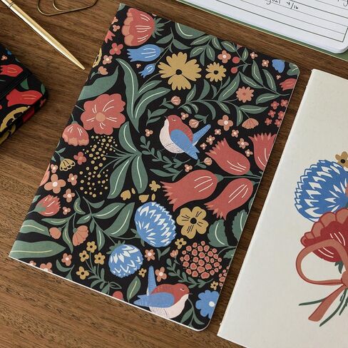 Steel Mill & Co Cute Botanical Stitch Journal Set of 3, Soft Cover Lined Notebook Journals, Lay-Flat Binding Memo Pads, Wanderlust in Kuwait