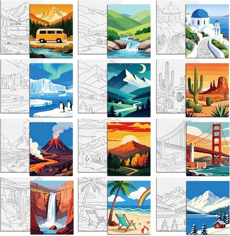 MAYJOYDIY 12 Pcs Pre Drawn Canvas to Painting Retro Graffiti Pre Printed Canvas for Adults 9.8×7.9inch Game Consoles DIY Paint Art Supplies for Business Supply Party Gifts in Saudi Arabia