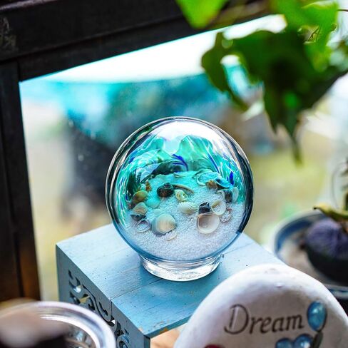 QFkris 3'' Hand Blown Glass Ocean Waves Ball Figurine,Glass Art Bubble Waves Ocean Themed Ball Paperweight for Home Decorative Collectibles Aquarium Decor in Saudi Arabia