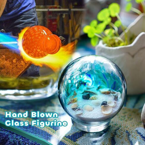 QFkris 3'' Hand Blown Glass Ocean Waves Ball Figurine,Glass Art Bubble Waves Ocean Themed Ball Paperweight for Home Decorative Collectibles Aquarium Decor in Saudi Arabia