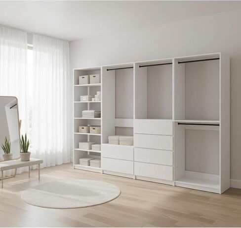 Prosper White Freestanding Walk in Wood Closet System Modular Versatility Home Organization Elegant Finish in Kuwait