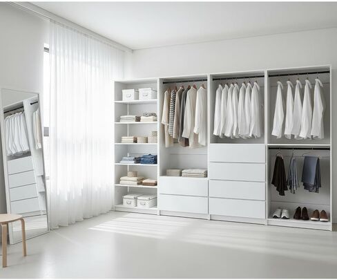Prosper White Freestanding Walk in Wood Closet System Modular Versatility Home Organization Elegant Finish in Kuwait