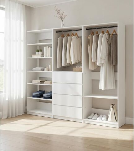 Prosper White Freestanding Walk in Wood Closet System Modular Versatility Family-Friendly in Kuwait