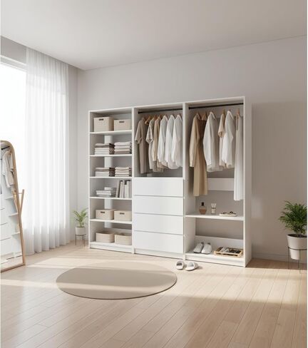 Prosper White Freestanding Walk in Wood Closet System Modular Versatility Family-Friendly in Kuwait