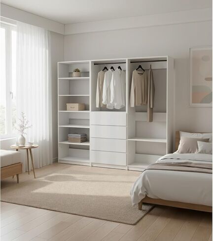 Prosper White Freestanding Walk in Wood Closet System Modular Versatility Family-Friendly in Kuwait
