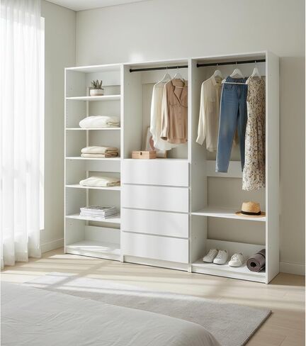Prosper White Freestanding Walk in Wood Closet System Modular Versatility Family-Friendly in Kuwait