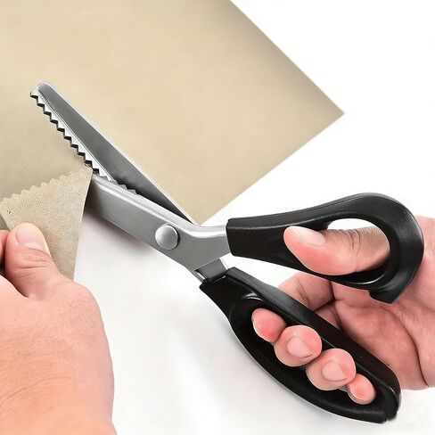 Precision-Crafted High-Carbon Stainless Steel Zig Zag Scissors with Serrated Teeth - Perfect for DIY Crafts, Lace, Dressmaking, Sewing & Tailoring - Durable & Sharp, Lace Crafting Tool in Kuwait