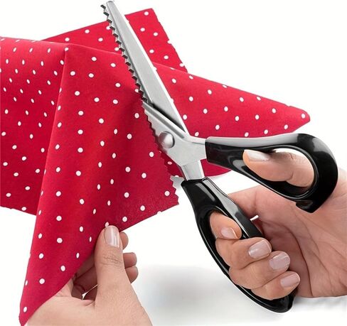 Precision-Crafted High-Carbon Stainless Steel Zig Zag Scissors with Serrated Teeth - Perfect for DIY Crafts, Lace, Dressmaking, Sewing & Tailoring - Durable & Sharp, Lace Crafting Tool in Kuwait