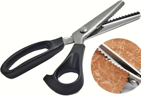 Precision-Crafted High-Carbon Stainless Steel Zig Zag Scissors with Serrated Teeth - Perfect for DIY Crafts, Lace, Dressmaking, Sewing & Tailoring - Durable & Sharp, Lace Crafting Tool in Kuwait