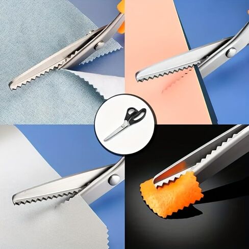 Precision-Crafted High-Carbon Stainless Steel Zig Zag Scissors with Serrated Teeth - Perfect for DIY Crafts, Lace, Dressmaking, Sewing & Tailoring - Durable & Sharp, Lace Crafting Tool in Kuwait
