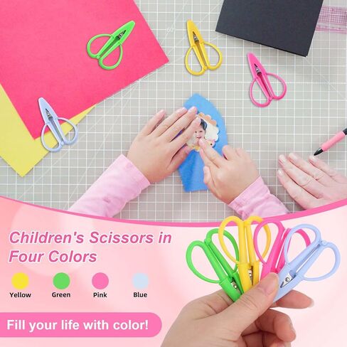 4pcs Mini Scissors, 6.5x4.2cm/2.56x1.65in Portable Needlepoint Scissors with Cover for Sewing Embroidery DIY Crafts Yarn Paper Cutting & Home Use (Green, Yellow, Pink, Light Blue) in Kuwait