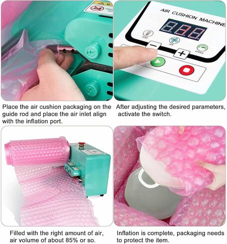 Automatic Air Cushion Machine,Portable Bubbles Wrap Maker with Display Screen, 16m/min Sealing Speed, Adjustable Temperature 1-100℃ in Kuwait