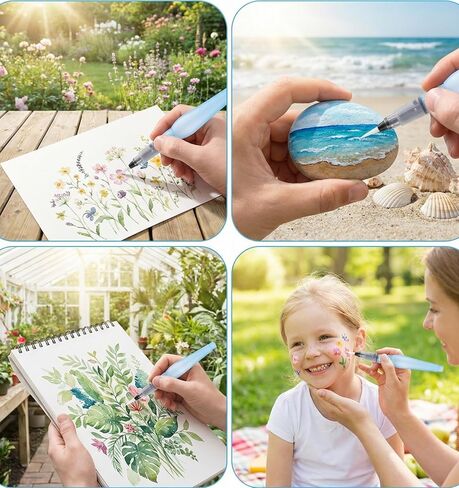 8 Pieces Water Brushes for Watercolor, Refillable Water Color Paint Brushes for Adults, Watercolor Paint Pens, Applicable to Painting, Coloring, Lettering in Kuwait