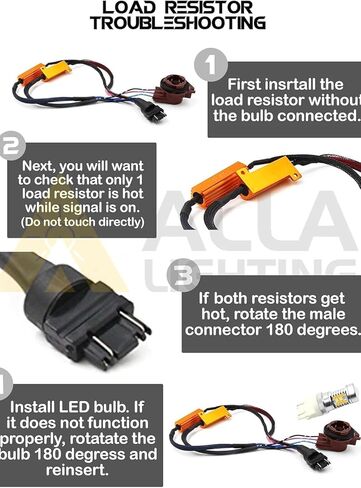 Alla Lighting T25 3457 3157 مقاومات LED، 50 وات مطورة * النوع A * 6Ohm Fix LED مصابيح إشارة الانعطاف فائقة الوميض، وامض سريع، وميض أو رمز خطأ Canbus Bypass Wiring Harness in Kuwait