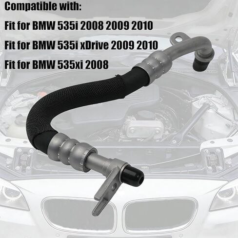 خرطوم خط تبريد زيت المحرك متوافق مع BMW E60 E61 Series 535i 2008-2010 535i xDrive 2009-2010 535xi 2008، استبدل ‎17227560980 in Kuwait