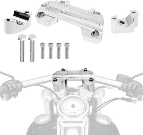طقم مشبك علوي لرافعة المقود 1.0 بوصة بطول 1.5 بوصة لـ Harley Street glide وElectra glide وSportster وSoftail Street Bob Fat Boy Fat Bob Heritage Low Rider & Dyna (ارتفاع الارتفاع: 1.5 بوصة، لشريط 1 بوصة) in Kuwait