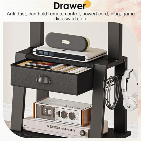 Mobile TV Stand with Drawer for 23-72 Inch TVs, Portable Rolling TV Stand on Wheels with 2 Shelves for Bedroom/Living Room, Holds up to 220 lbs Adjustable Height Tilt Max VESA 600x400mm in Kuwait