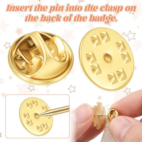 100Pcs Brass Clutch Badge Insignia Clutches Pin Backs Replacement, Name Tag Pin Backs Brass Butterfly Clutch Metal Locking Clips for Badge Brooch Tie Hat (Gold) in Kuwait