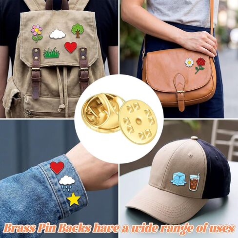 100Pcs Brass Clutch Badge Insignia Clutches Pin Backs Replacement, Name Tag Pin Backs Brass Butterfly Clutch Metal Locking Clips for Badge Brooch Tie Hat (Gold) in Kuwait