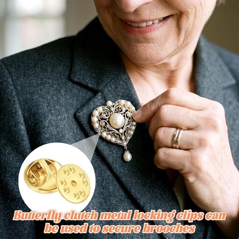 100Pcs Brass Clutch Badge Insignia Clutches Pin Backs Replacement, Name Tag Pin Backs Brass Butterfly Clutch Metal Locking Clips for Badge Brooch Tie Hat (Gold) in Kuwait