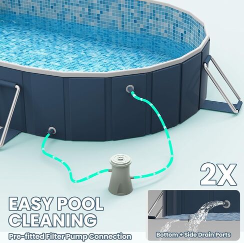 Foldable Pool with Canopy, 10ft NonInflatable Oversize Thickened Foldable Swimming Pool, Above Ground Pool for Adults, Easy Setup for Outdoor, Pool for Backyard, Outer Diameter 120"x88"x20" in Kuwait
