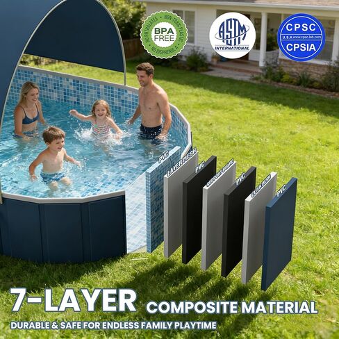 Foldable Pool with Canopy, 10ft NonInflatable Oversize Thickened Foldable Swimming Pool, Above Ground Pool for Adults, Easy Setup for Outdoor, Pool for Backyard, Outer Diameter 120"x88"x20" in Kuwait