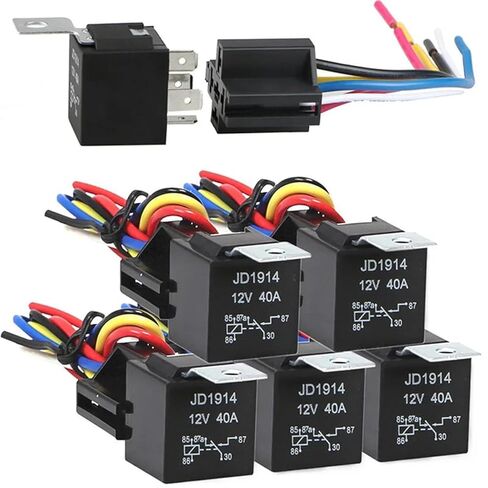 1 قطعة مرحل السيارة مقاوم للماء 12 فولت 5Pin 40A مرحل السيارة 12 فولت 5Pin مع مقبس التتابع (1 قطعة) in Kuwait