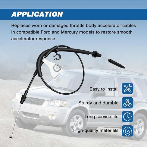 مجموعة كابلات مسرع جسم الخانق (التحكم) - تناسب Ford Escape & Mercury Mariner (2005-2006، 3.0L V6-Gas) - تحل محل 5L8Z-9A758-CA in Kuwait