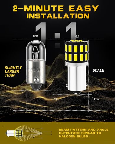 مصابيح LED BA9S - لمبة إضاءة السيارة لأضواء قفاز قراءة الخرائط الداخلية - 30-SMD، 400% أكثر سطوعًا، 6500K أبيض - يناسب BA9 BA9S 53 57 1889 1891 1895 64111 - استبدال مباشر - عبوتان in Kuwait