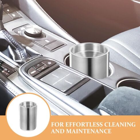 Abaodam 2 Pcs Stainless Steel Car Ashtray with Funnel Lid Smell Smokeless Vehicle Ash Tray for Car Cup Holder, Portable Metal Windproof Butt Bucket for Automotive, Outdoor Driver and Office Use in Kuwait