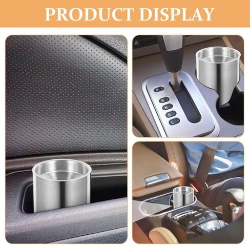 Abaodam 2 Pcs Stainless Steel Car Ashtray with Funnel Lid Smell Smokeless Vehicle Ash Tray for Car Cup Holder, Portable Metal Windproof Butt Bucket for Automotive, Outdoor Driver and Office Use in Kuwait