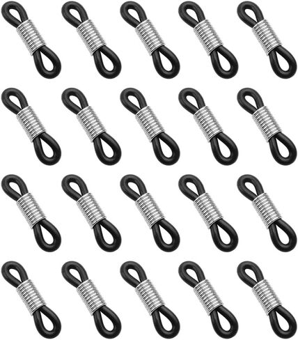 20PCS Eyeglass Chain Ends, Adjustable Spring Rubber Ends Connectors for Eye Glasses Holder Necklace Chain Strap, Silver in Kuwait
