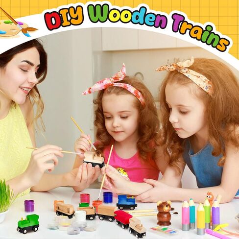 10 قطع من سيارات القطار الخشبية المغناطيسية غير المكتملة من Halloscume 5 أنماط DIY قطارات خشبية غير مطلية لمشروع طلاء الحرف اليدوية والمخيم الصيفي، ديكورات حفلات أعياد الميلاد in Kuwait