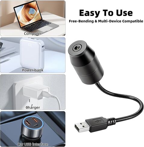 USB Galaxy Projector Night Light, 360°Rotation Night Light Star Projector with Romantic Atmosphere, Portable Mini LED Projection Lamp for Car Bedroom Decor in Kuwait