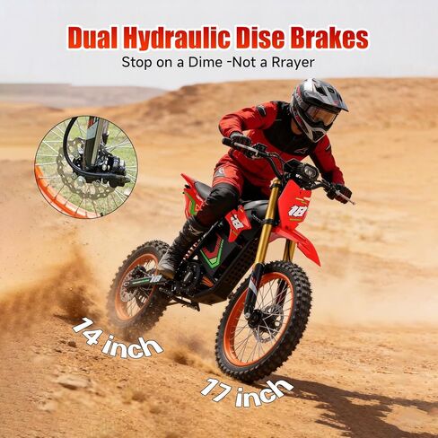 HAPPYRUN F18 Electric Dirt Bike Mid-Drive Motor 6000W Peak, Electric Motorcycle 60V 30Ah Battery, 60-Mile Range, 46mph, Dual Hydraulic Brakes & Full Suspension Electric Motorcycle in Kuwait