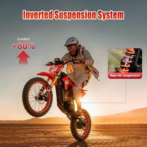 HAPPYRUN F18 Electric Dirt Bike Mid-Drive Motor 6000W Peak, Electric Motorcycle 60V 30Ah Battery, 60-Mile Range, 46mph, Dual Hydraulic Brakes & Full Suspension Electric Motorcycle in Kuwait