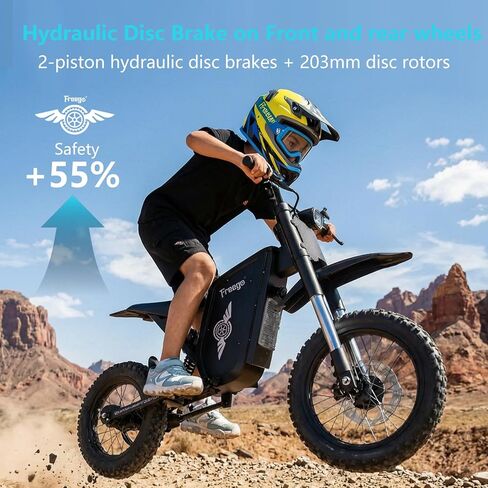 دراجة ترابية صغيرة من Freego X0 للمراهقين والبالغين، محرك 3600 وات (الذروة)، بطارية 60 فولت 23 أمبير في الساعة، دراجة نارية كهربائية X0 بإطار 14 بوصة/10 بوصة، فرامل قرصية هيدروليكية مزدوجة 40 ميلا في الساعة، دراجة كهربائية للطرق الوعرة لجميع التضاريس in Kuwait