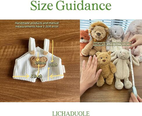 7-inch Tiny Bear Outfit 16cm: Slim Fit Overalls for Small Stuffed Animal/Teddybear（NO Doll） in Kuwait